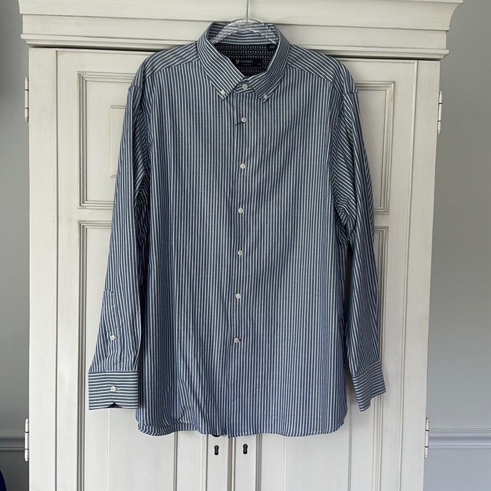 Cremieux Collection Textured Vertical Striped Long Sleeve Woven XL Shirt